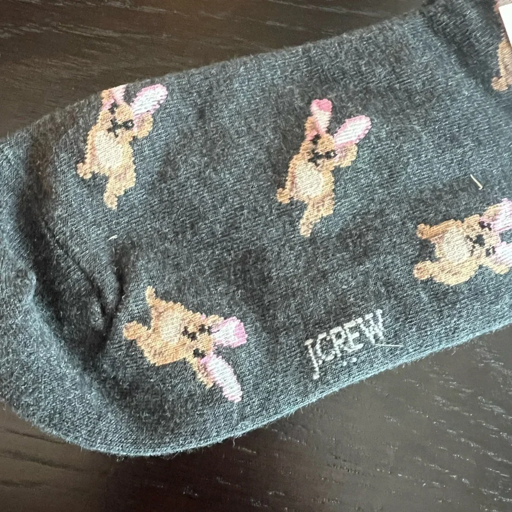 J.Crew Dog with bunny ears ankle socks Charcoal Socks